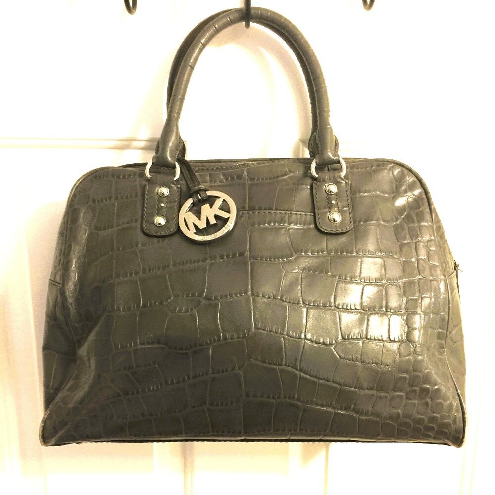 MICHAEL KORS GREY CROCODILE SATCHEL